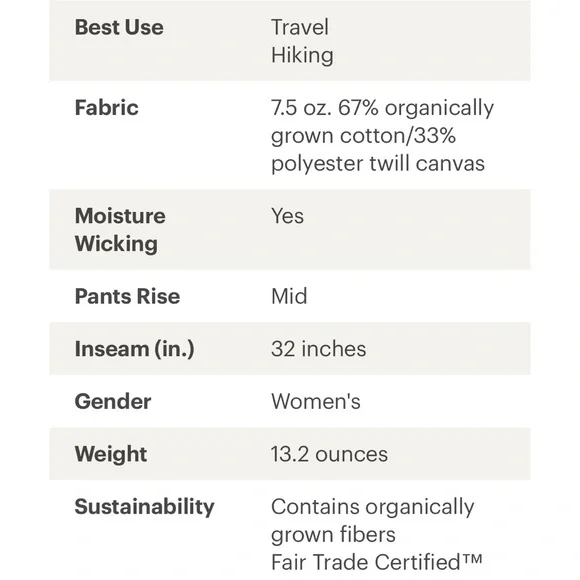 PATAGONIA Pinyon Pines Pant, Ash Tan, Size 10 - Picture 9 of 11